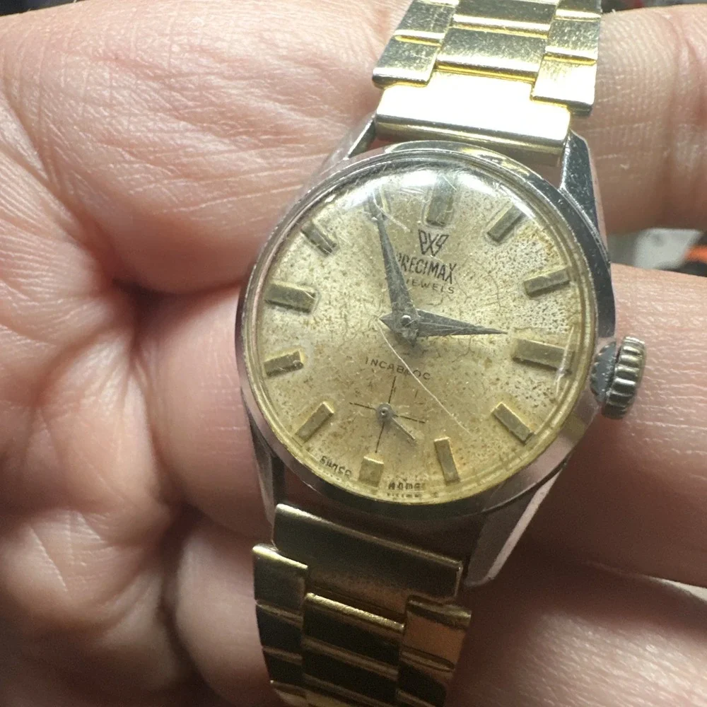 Works VTG Precimax 17 Jewels Ladies Watch Subdial Swiss Made Manual Wind 25mm 6